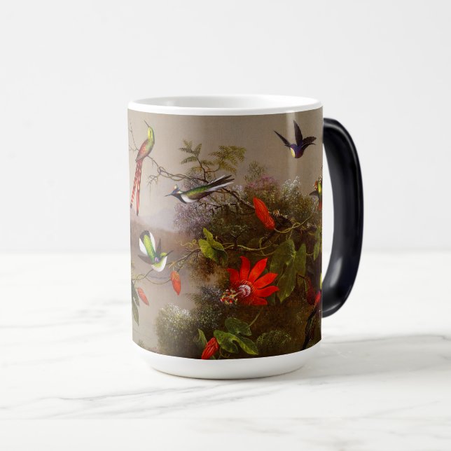 Caneca Mágica Paisagem tropical com dez beija-flores (Frente Esquerda)