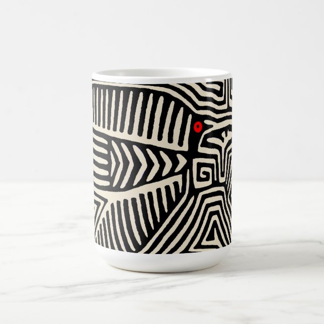 Caneca Mágica Panamá Kuna Indian Mola Pajaro - Branco preto (Center)