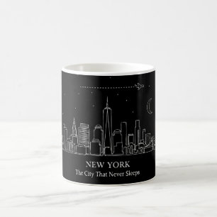 Caneca Mágica Panorama da Cidade de Nova York Minimalista "A Cid
