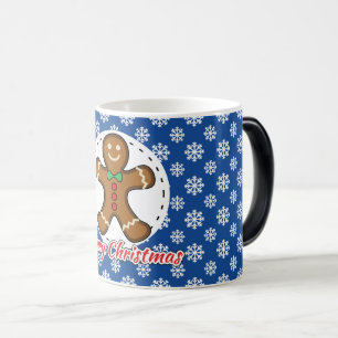 Caneca Mágica Pão-pão - Padrão Azul de Flocos de Neve - Feliz