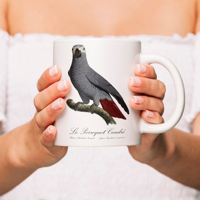 Caneca Mágica Papagaio cinzento africano, Psittacus erithacus, v (Le Perroquet Cendre - 19th century illustration. Color Morph Mug)