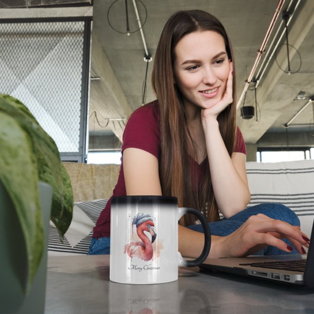 Caneca Mágica Papai noel Snowbird Flamingo, personalizado (Criador carregado)