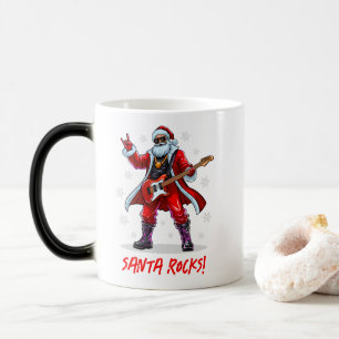 Caneca Mágica Papais noeis Rocks! Engraçado Papai Noel tocando v