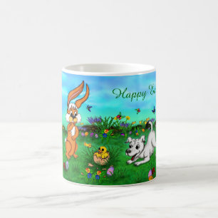 Caneca Mágica Páscoa - Coelho e Pintinho de papoila