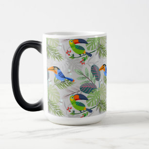 Caneca Mágica Pássaro tucano bonito, padrão de todas as aves, aq