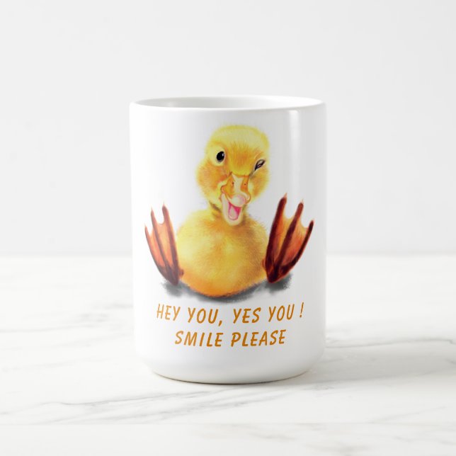 Caneca Mágica Pato Amarelo Feliz Mug Engraçado - Texto Personali (Center)