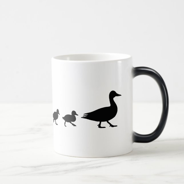 Caneca Mágica Pato e patinhos da mãe na silhueta (Direita)