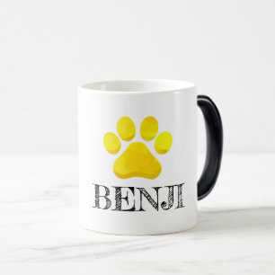 Caneca Mágica Paw Imprima o amarelo PET NOME moderno de quatro p