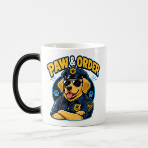 Caneca Mágica Paw & Order Cão Polícia PNG, Cão K9 Divertido Subl