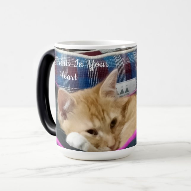 Caneca Mágica Paw prints in your heart cat Photo Name (Frente Esquerda)