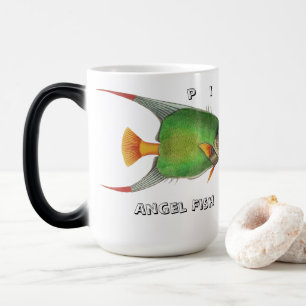 Caneca Mágica Peixe Anjo Tropical Verde Vintage Personalizado Pe