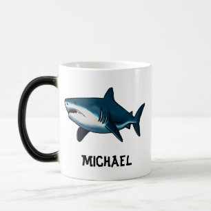 Caneca Mágica Peixe-tubarão branco e azul Elegante Personalizado