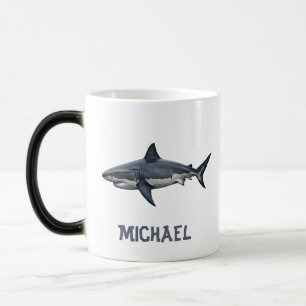 Caneca Mágica Peixe-tubarão branco e azul Elegante Personalizado