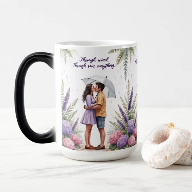Caneca Mágica Pela Chuva e Amor - Casal Romântico (Com Donut)