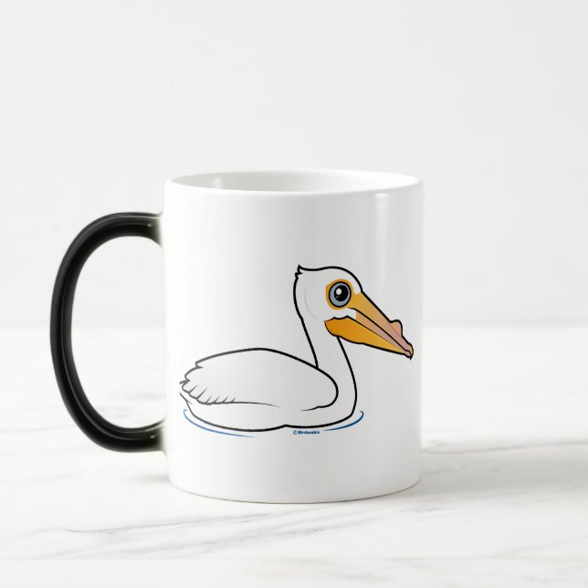 Caneca Mágica Pelicano branco americano de BIrdorable (Esquerda)