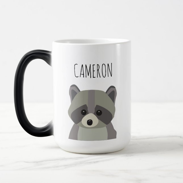 Caneca Mágica Personalizada a ilustração do raccoon Moderno em C (Esquerda)