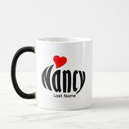 Caneca Mágica Personalizada "Nancy" em Preto e Branco, Coração V