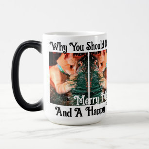 Caneca Mágica Personalizar texto de foto de Natal de gato