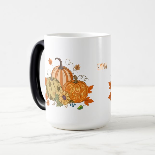 Caneca Mágica Personalized Autumn Pumpkin Patch Custom Name Mug (Frente Esquerda)