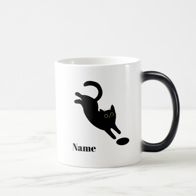 Caneca Mágica Personalized Jumping Black Cat Name Mug (Direita)