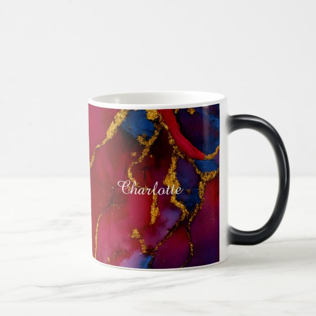 Caneca Mágica Personalized Luxury Marble Pattern Custom Name Mug (Direita)