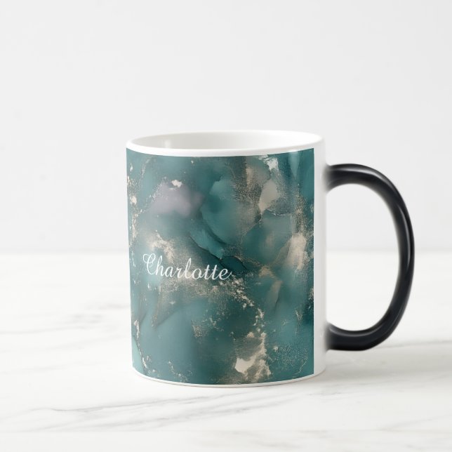 Caneca Mágica Personalized Luxury Marble Pattern Custom Name Mug (Direita)