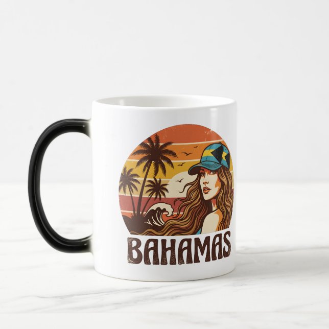 Caneca Mágica Personalized Photo Retro Bahamas Tropical Beach    (Esquerda)