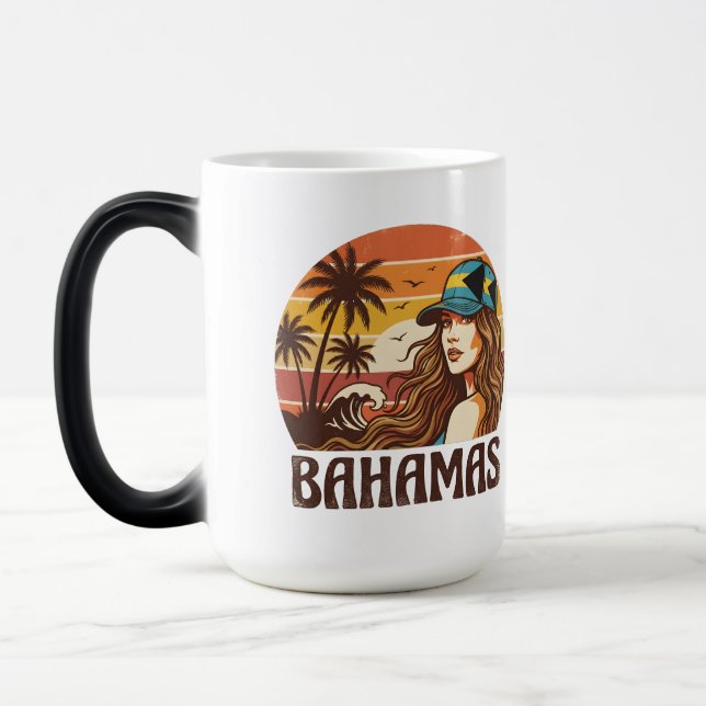 Caneca Mágica Personalized Photo Retro Bahamas Tropical Beach    (Esquerda)