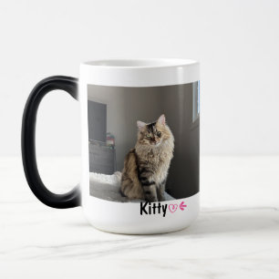 Caneca Mágica Pet Mug Personalizado, Pet Photo + Name Custom Cat