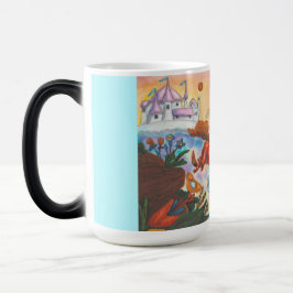 Caneca Mágica Pintura em Aquarela Unicórnio Opala Fada Dragão Fo