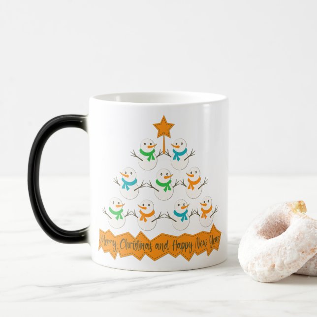 Caneca Mágica Pirâmide de árvores de Natal feita de neve do xmas (Com Donut)