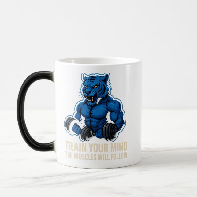 Caneca Mágica Poder do Tigre Azul muscular | Treine Sua Mente Pr (Esquerda)