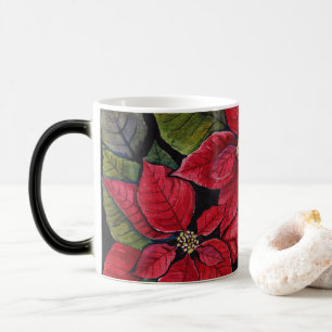 Caneca Mágica Poinsettia Vibrante Em Aquarela
