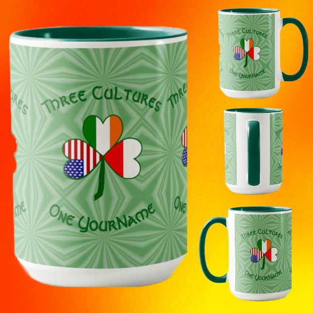 Caneca Mágica Polonês Irish American Flags Shamrock Personalizad (Criador carregado)