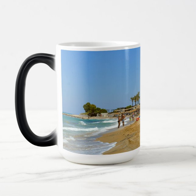 Caneca Mágica Praia de Gouves em Creta Mug (Esquerda)