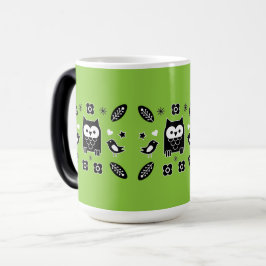 Caneca Mágica Presente de Arte Folclórica de Coruja Escandinava