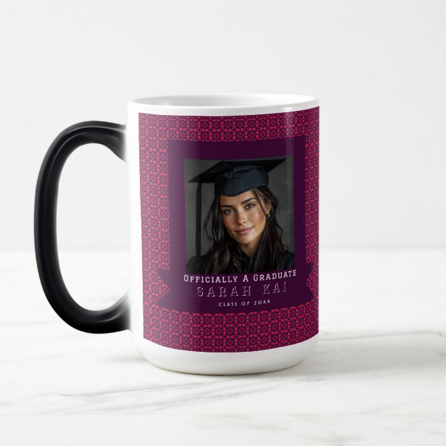 Caneca Mágica Presente de Formatura com Padrão Quadrado Clássico (Esquerda)