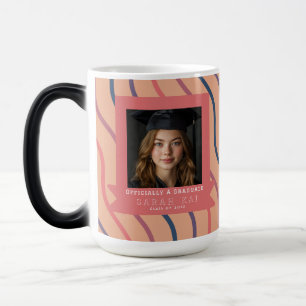 Caneca Mágica Presente de Graduação da Mãe com Padrão de Faixa Ú