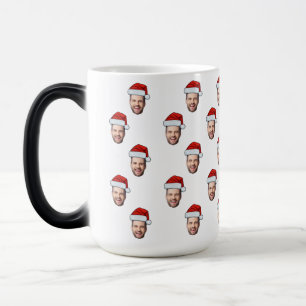Caneca Mágica Presente de Natal de Santa Hat com Foto Personaliz