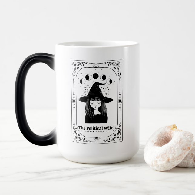 Caneca Mágica Presente Feminista Top Tarot Zodíaco Celestial Lua (Com Donut)