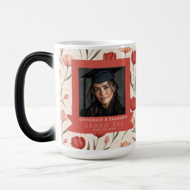Caneca Mágica Presente Floral de Tulipa Clássica para Graduado (Esquerda)