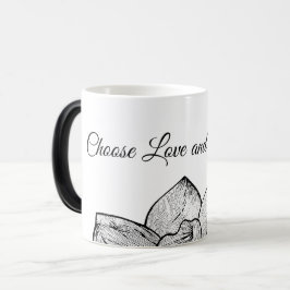 Caneca Mágica Preto e Branco "Escolha Amor e Gentileza"