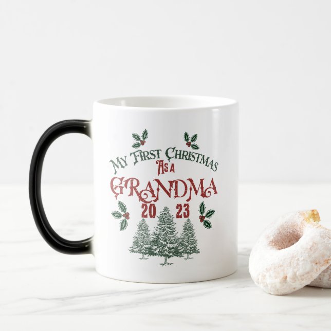 Caneca Mágica Primeiro Natal como avó (Com Donut)