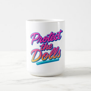Caneca Mágica Proteja as Bonecas Arte Neon Retro