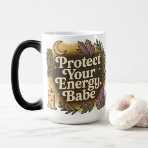 Caneca Mágica Proteja Sua Energia Bebê Design Celestial Vintage
