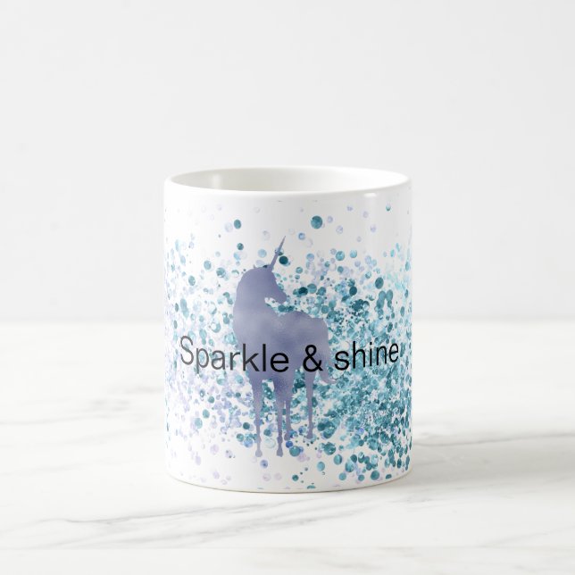 Caneca Mágica Purple Unicorn Sparkle Aqua Glittery Confetti (Centro)