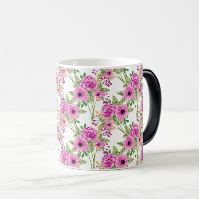 Caneca Mágica Púrpura Púrpura Aquarela Sem Costura Padrão (Frente Esquerda)
