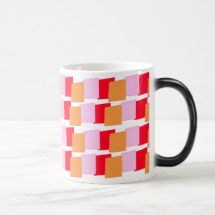 Caneca Mágica Quadrados Vermelhos Laranja Rosa Caprichosos