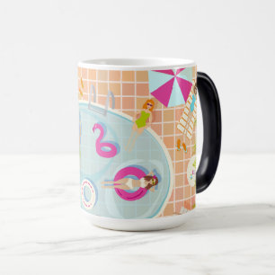Caneca Mágica Raparigas Bikini e caras jogando piscina de nataçã