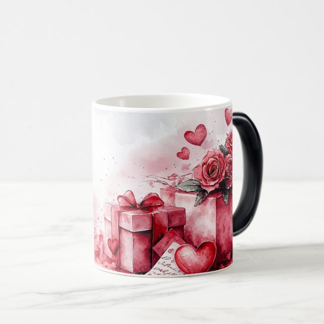 Caneca Mágica Red Gift and Roses Valentines (Frente Esquerda)